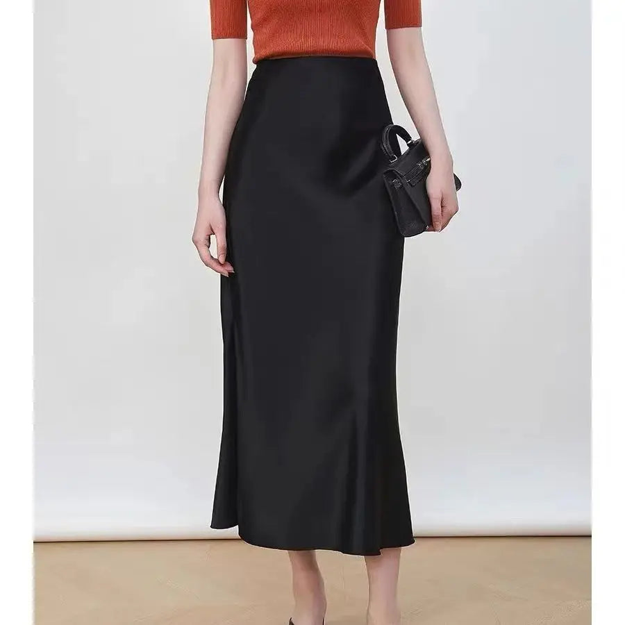 SATIN MIDI SKIRT