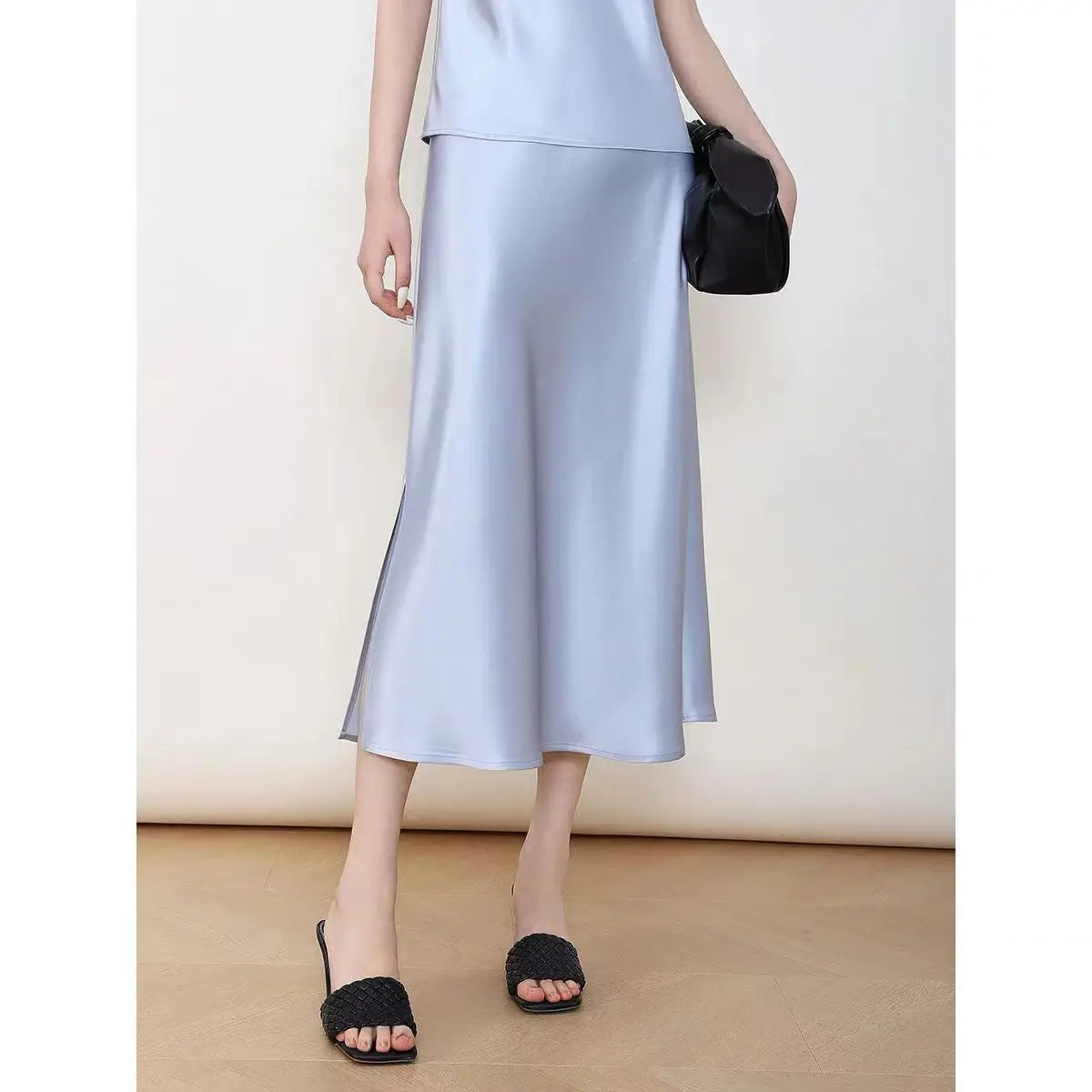 SATIN MIDI SKIRT