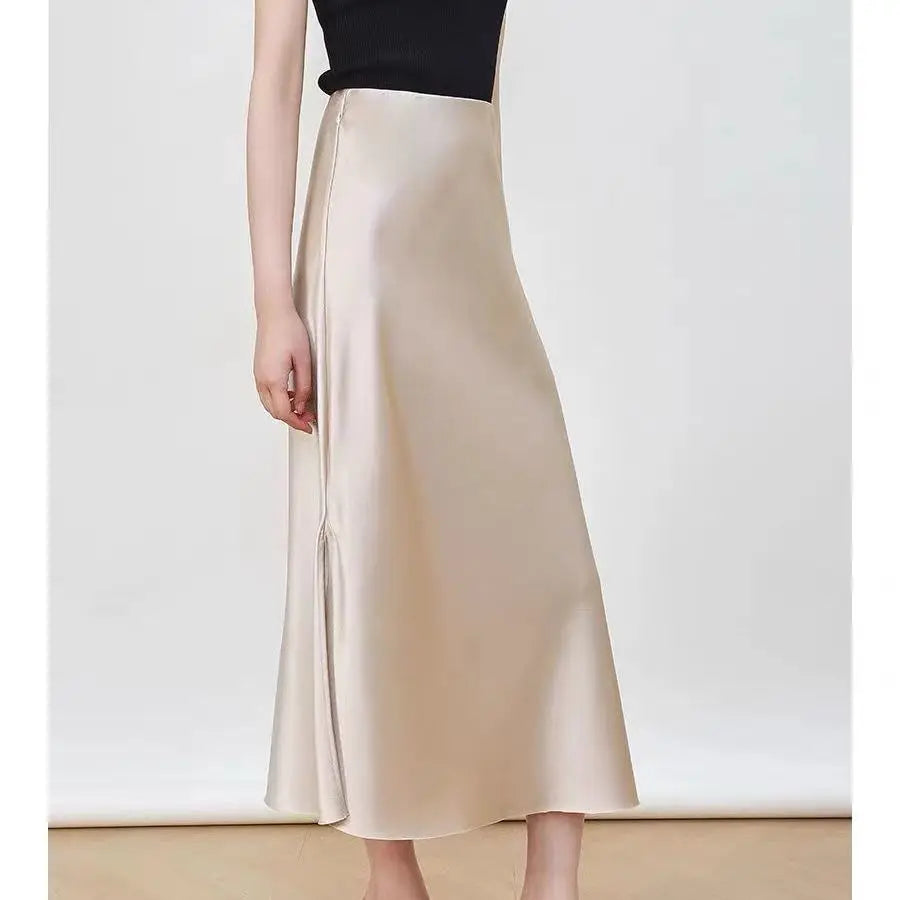 SATIN MIDI SKIRT