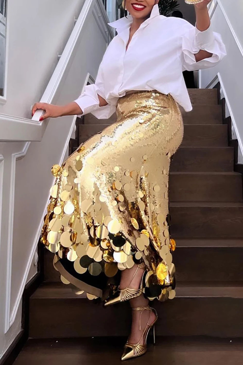 Women's long skirt with sequins