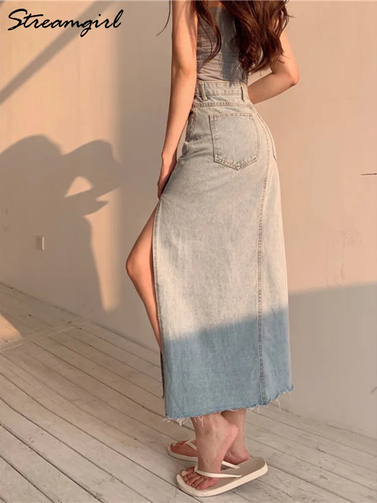 Women's Denim Maxi Skirt