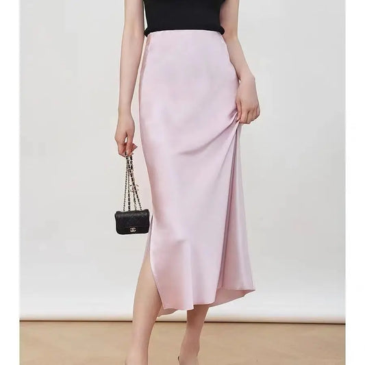 SATIN MIDI SKIRT