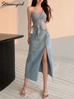 Women's Denim Maxi Skirt