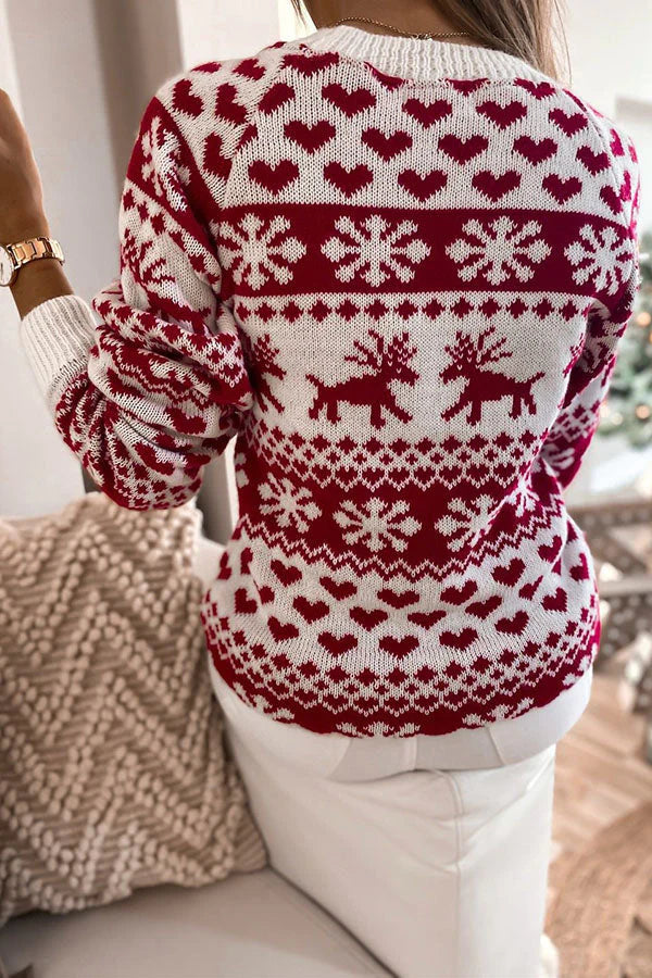 Lilipretty Women's Reindeer Relaxed Christmas Jumper Sweater