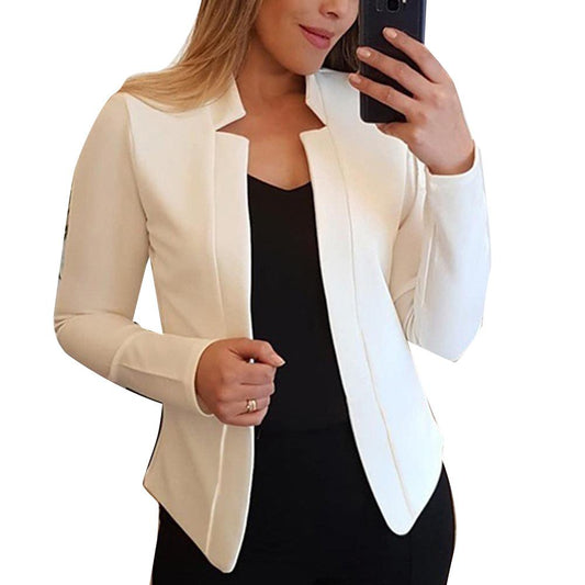 Ladies Elegant Solid Color Collar Blazer