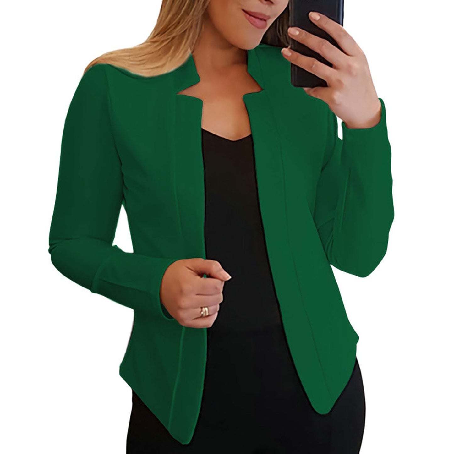 Ladies Elegant Solid Color Collar Blazer